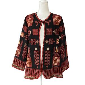 Handmade Embroidered Jacket Womens Medium Ethnic Open Front Boho Made Jordan